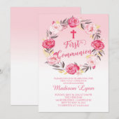 Mooie moderne bloemenkrans Eerste Communie Kaart (Voorkant / Achterkant)