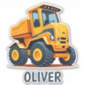 Mooie moderne bouwtruck gepersonaliseerd sticker (Voorkant)