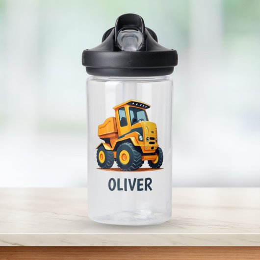 Mooie moderne bouwtruck gepersonaliseerd waterfles