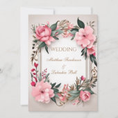 Mooie moderne bruiloft Bloemen uitnodiging (Voorkant)