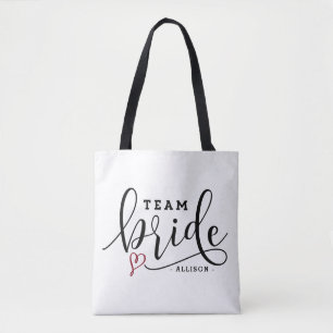 Mooie Moderne Calligraphy Team Bruid Gepersonalise Tote Bag