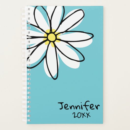 Mooie moderne Doodle Daisy Trendy Aangepast Planner (Voorkant)