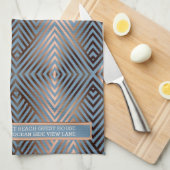 Mooie moderne elegante stalen blauw en zandkleur theedoek (Quarter Fold)