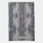 Mooie moderne elegante stalen blauw en zandkleur theedoek (Verticaal)