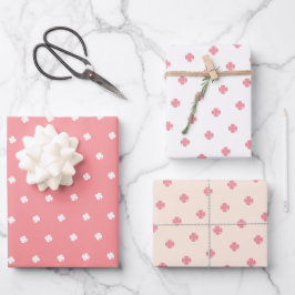 Mooie moderne feestelijke roze geluks klaverpatroo inpakpapier vel