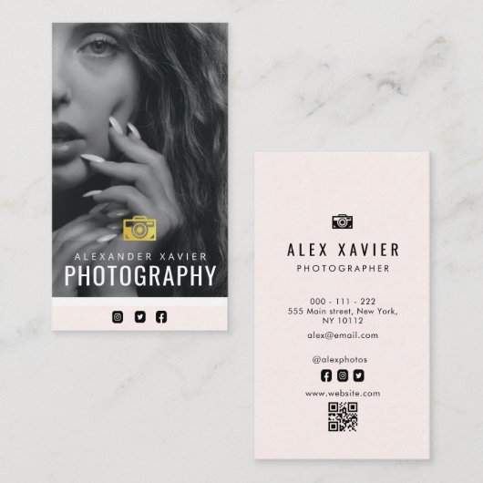 mooie moderne fotograaf QR code Visitekaartje (Voorkant / Achterkant)
