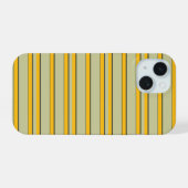 Mooie moderne gele strepen iPhone 15 case (Achterkant horizontaal)