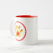 Mooie moderne gouden poot & rode harten tweekleurige koffiemok (Voorkant links)