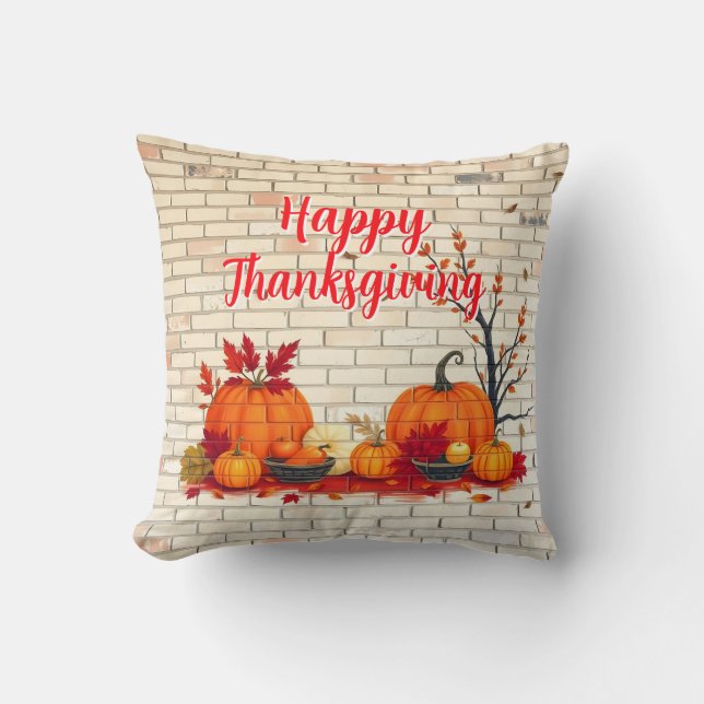 Mooie moderne Happy Thanksgiving Herfst Kussen (Voorkant)