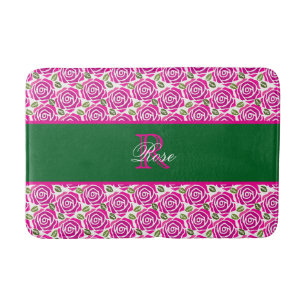 Mooie Moderne Heet Roze Magenta Rozen Monogram Badmat