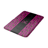 Mooie Moderne Heet Roze Magenta Rozen Monogram Badmat (Gekanteld)