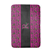 Mooie Moderne Heet Roze Magenta Rozen Monogram Badmat (Voorkant Verticaal)