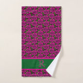Mooie moderne hot pink magenta rozen monogram bad handdoek (Handdoek)