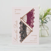 Mooie Moderne Japanse Bruiloft Save The Date Kaart (Staand voorkant)