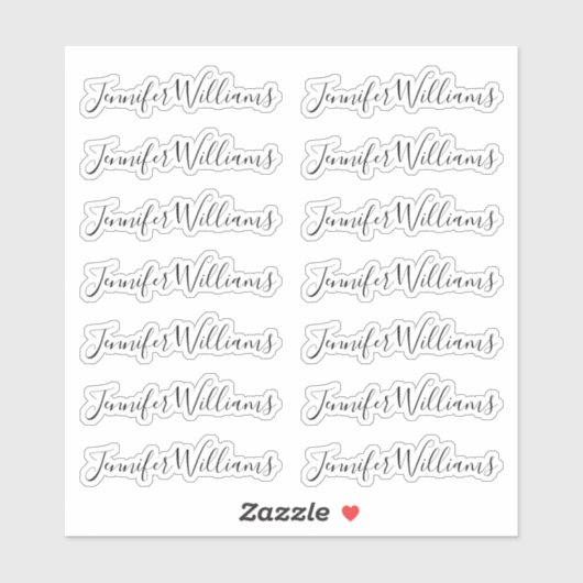 Mooie + moderne kalligrafie scriptnaam sticker (Vel)