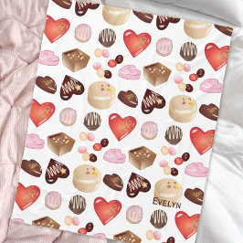 Mooie moderne kleurrijke chocolade snoephartjes pa fleece deken