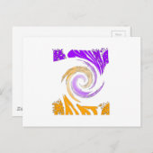 Mooie moderne kunst: Paarse en gouden werveling Briefkaart (Voorkant / Achterkant)