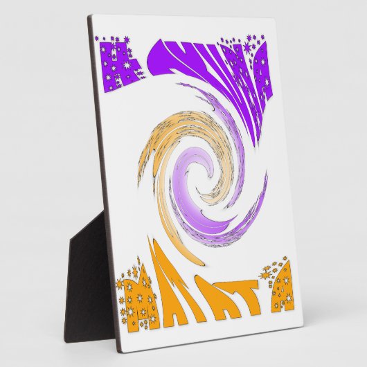 Mooie moderne kunst: Paarse en gouden werveling Fotoplaat (Zijkant)