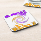 Mooie moderne kunst: Paarse en gouden werveling Onderzetter (Linkerzijde)