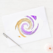 Mooie moderne kunst: Paarse en gouden werveling Ovale Sticker (Envelop)