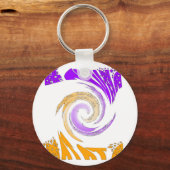 Mooie moderne kunst: Paarse en gouden werveling Sleutelhanger (Voorkant)