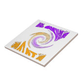 Mooie moderne kunst: Paarse en gouden werveling Tegeltje (Zijkant)