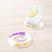 Mooie moderne kunst: Paarse en gouden werveling Zandsteen Onderzetter (Zijkant)