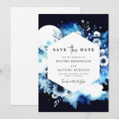 Mooie moderne maanverlichte bruiloft save the date (Voorkant / Achterkant)