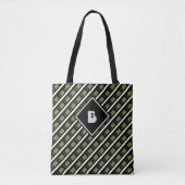 Mooie moderne monogram beginpatroon zwart groen tote bag (Voorkant)