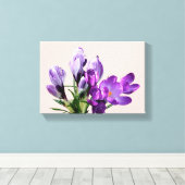 Mooie moderne mooie paarse krokus bloemrijke    ca canvas afdruk (Insitu (Houten vloer))