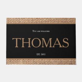 Mooie moderne ontwerpfamilie bruine zwarte grens deurmat