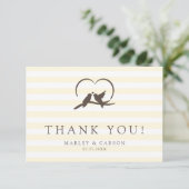 Mooie moderne paradijsvogel bruiloft bedankkaart (Staand voorkant)