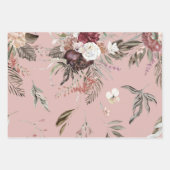 Mooie moderne roze bloemenpatroon cadeau inpakpapier vel (Voorkant)