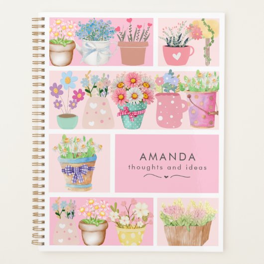 Mooie moderne roze elegante bloempotten planner (Voorkant)
