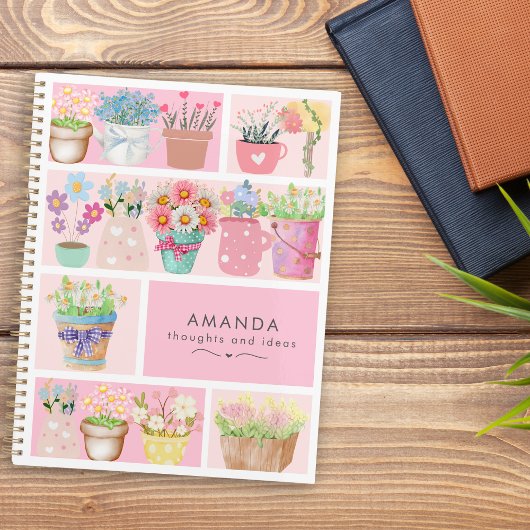 Mooie moderne roze elegante bloempotten planner