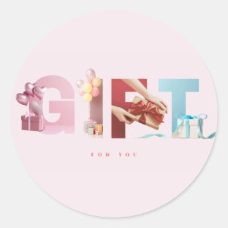 Mooie moderne roze GIFT-tekstmaskeringstypografie Ronde Sticker