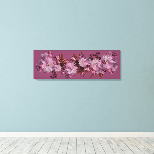 Mooie moderne  roze kersenbloesem canvas afdruk (Insitu (Houten vloer))
