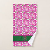 Mooie moderne roze magenta rozen monogram bad handdoek (Handdoek)