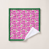 Mooie moderne roze magenta rozen monogram bad handdoek (Wasdoekje)