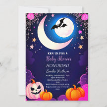 Mooie moderne roze paarse Halloween Baby shower