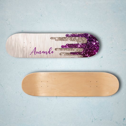 Mooie moderne roze rode glinsterende druppels mono persoonlijk skateboard
