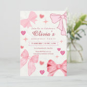Mooie moderne roze strik babyshower uitnodiging (Staand voorkant)