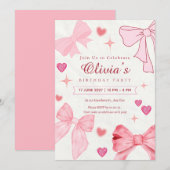 Mooie moderne roze strik babyshower uitnodiging (Voorkant / Achterkant)