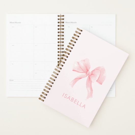 Mooie Moderne Roze Strik Naam Planner (Display)