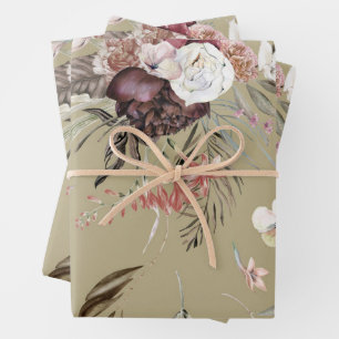 Mooie Moderne Saliegroene Bloempatroon Cadeau Inpakpapier Vel