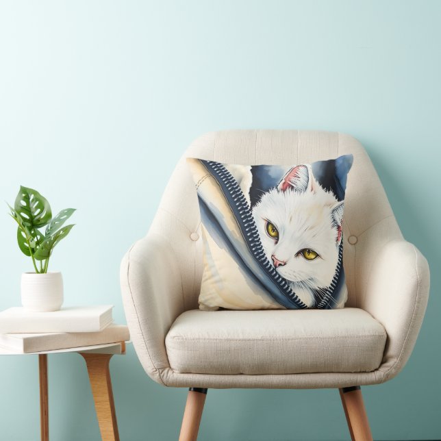 Mooie moderne Schattigee Waterverf Cat Collectie Kussen (Stoel)