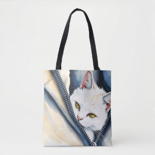Mooie moderne Schattigee Waterverf Cat Collectie Tote Bag