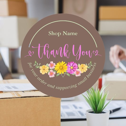 Mooie moderne script Waterverf Floral dank u Ronde Sticker