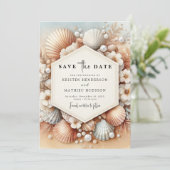 Mooie moderne strand bruiloft save the date (Staand voorkant)