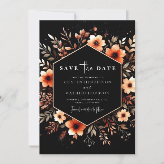 Mooie moderne terracotta bruiloft save the date (Voorkant)